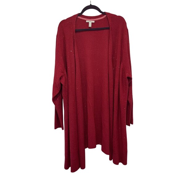 NWOT Isaac Mizrahi Live Red Sparkle Cardigan Tank Set 5X Plus Acrylic/Nylon Blen - Picture 9 of 13